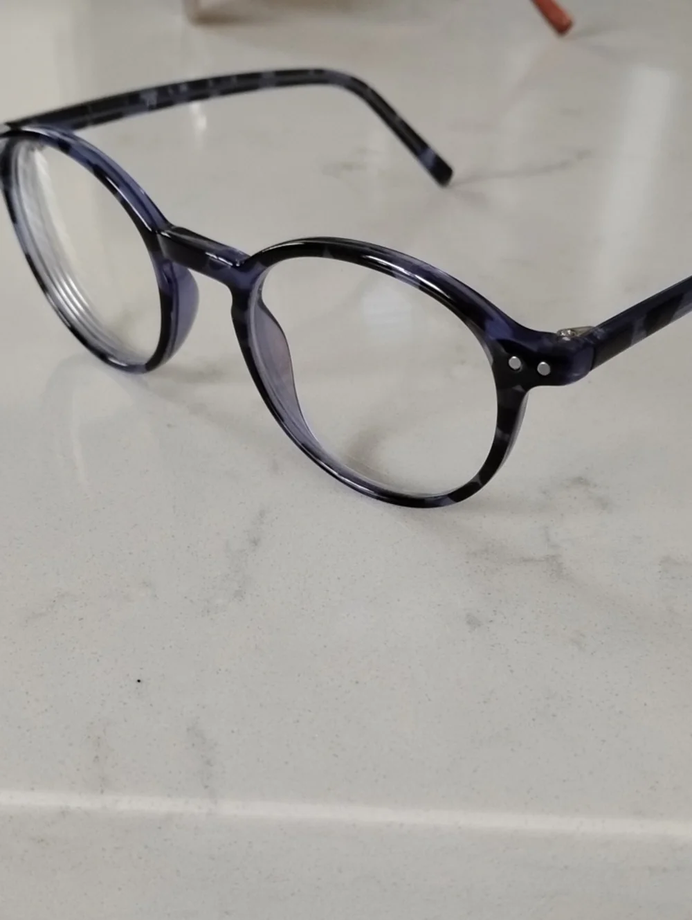 Source Unknown Round Acetate Glasses in Dark Blue Tortoise